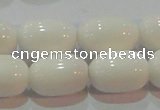 CAG7212 15.5 inches 10*14mm drum white agate gemstone beads