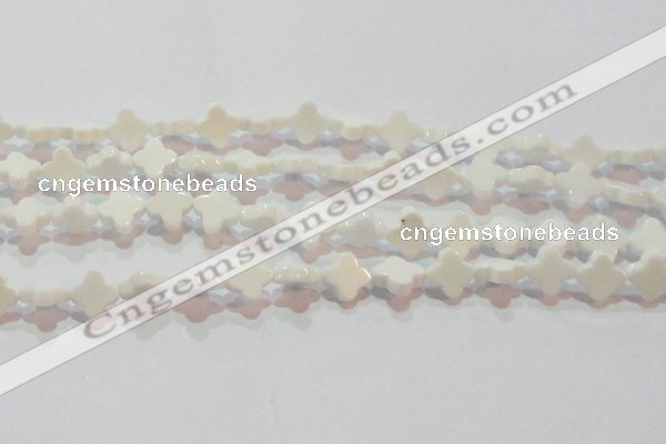 CAG7217 15.5 inches 10*10mm flower white agate gemstone beads