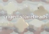 CAG7218 15.5 inches 12*12mm flower white agate gemstone beads