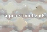 CAG7218 15.5 inches 12*12mm flower white agate gemstone beads