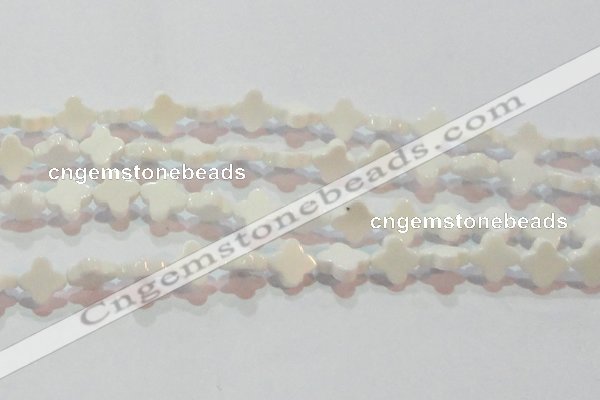 CAG7218 15.5 inches 12*12mm flower white agate gemstone beads