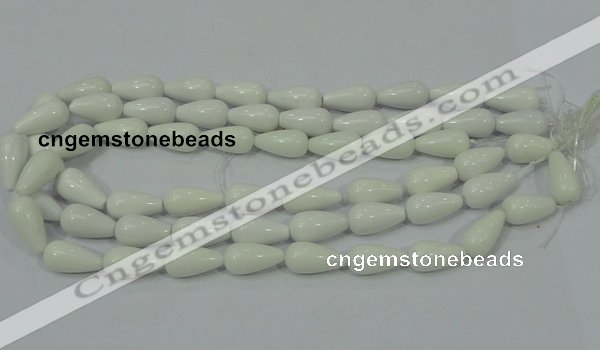 CAG722 15.5 inches 10*20mm teardrop white agate gemstone beads