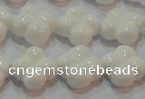 CAG7221 15.5 inches 14*14mm carved flower white agate gemstone beads