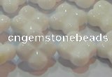 CAG7222 15.5 inches 16*16mm carved flower white agate gemstone beads