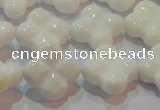 CAG7222 15.5 inches 16*16mm carved flower white agate gemstone beads