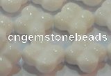 CAG7223 15.5 inches 18*18mm carved flower white agate gemstone beads