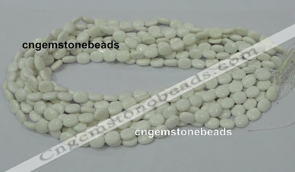 CAG723 15.5 inches 8*10mm oval white agate gemstone beads wholesale