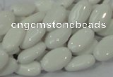 CAG724 15.5 inches 8*14mm oval white agate gemstone beads wholesale