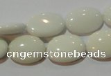 CAG7240 15.5 inches 10*14mm oval white agate gemstone beads