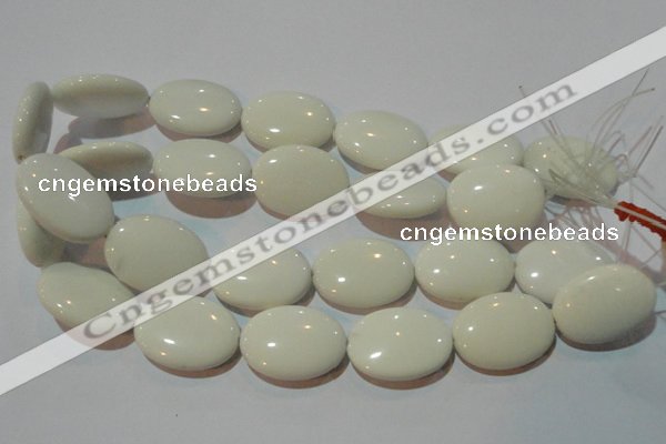 CAG7243 15.5 inches 22*30mm oval white agate gemstone beads