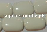 CAG7248 15.5 inches 15*20mm rectangle white agate gemstone beads