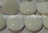 CAG7252 15.5 inches 12mm flat round white agate gemstone beads