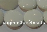 CAG7253 15.5 inches 14mm flat round white agate gemstone beads