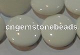 CAG7254 15.5 inches 16mm flat round white agate gemstone beads