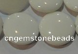 CAG7255 15.5 inches 18mm flat round white agate gemstone beads