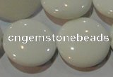 CAG7256 15.5 inches 20mm flat round white agate gemstone beads