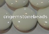 CAG7257 15.5 inches 25mm flat round white agate gemstone beads