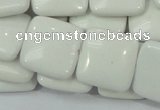 CAG726 15.5 inches 20*20mm square white agate gemstone beads