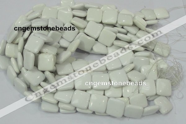 CAG726 15.5 inches 20*20mm square white agate gemstone beads