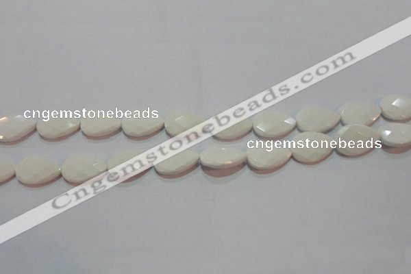 CAG7264 15.5 inches 10*14mm faceted flat teardrop white agate beads