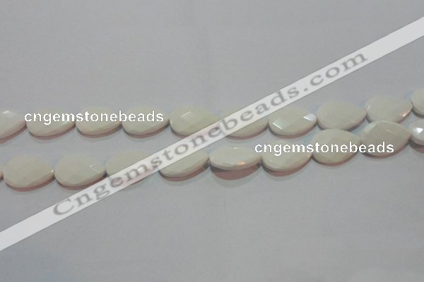 CAG7265 15.5 inches 12*16mm faceted flat teardrop white agate beads