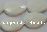 CAG7266 15.5 inches 13*18mm faceted flat teardrop white agate beads