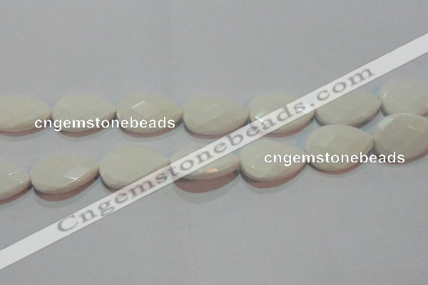 CAG7268 15.5 inches 18*25mm faceted flat teardrop white agate beads