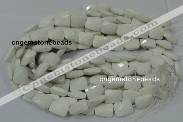 CAG727 15.5 inches 15*20mm twisted faceted rectangle white agate beads