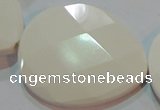 CAG7271 15.5 inches 40*50mm faceted flat teardrop white agate beads