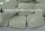 CAG728 15.5 inches 18*25mm twisted faceted rectangle white agate beads