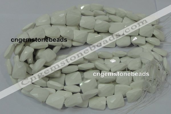 CAG728 15.5 inches 18*25mm twisted faceted rectangle white agate beads