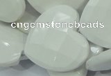 CAG729 15.5 inches 30*30mm faceted heart white agate beads