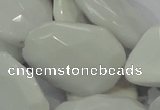 CAG730 15.5 inches 20*30mm faceted freeform white agate beads