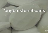 CAG731 15.5 inches 30*45mm faceted freeform white agate beads