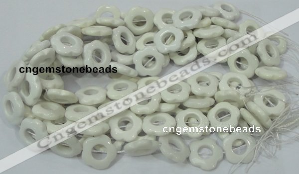 CAG732 15.5 inches 22*22mm flower-shaped white agate beads