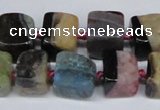 CAG7379 15.5 inches 11*12mm - 12*13mm cube dragon veins agate beads