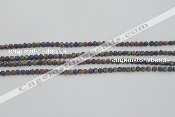 CAG7448 15.5 inches 4mm round plated druzy agate beads wholesale