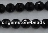 CAG7451 15.5 inches 6mm faceted round matte black agate beads