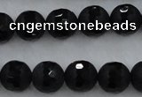 CAG7452 15.5 inches 8mm faceted round matte black agate beads
