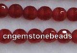 CAG7456 15.5 inches 6mm faceted round matte red agate beads