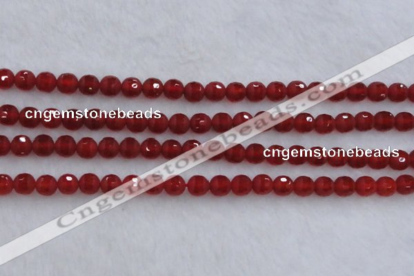 CAG7456 15.5 inches 6mm faceted round matte red agate beads