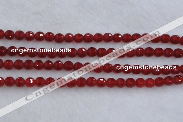 CAG7457 15.5 inches 8mm faceted round matte red agate beads