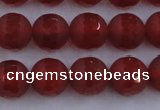 CAG7458 15.5 inches 10mm faceted round matte red agate beads