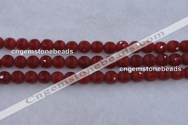 CAG7459 15.5 inches 12mm faceted round matte red agate beads