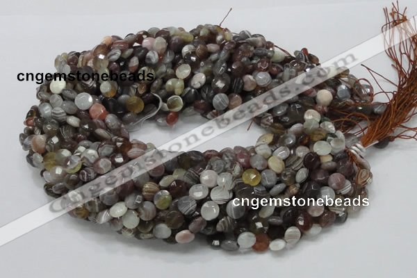 CAG750 15.5 inches 8mm faceted coin botswana agate beads wholesale