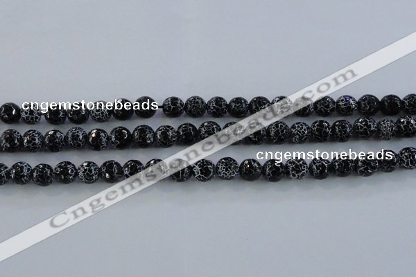 CAG7602 15.5 inches 8mm faceted round frosted agate beads wholesale