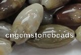 CAG775 15.5 inches 15*30mm rice yellow agate gemstone beads