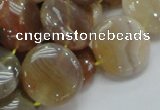 CAG777 15.5 inches 20mm flat round yellow agate gemstone beads