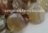 CAG777 15.5 inches 20mm flat round yellow agate gemstone beads