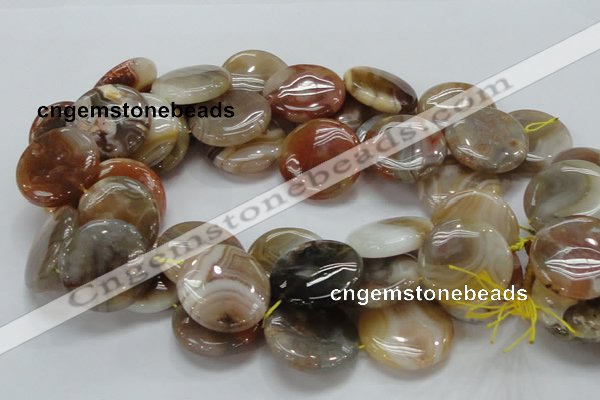 CAG779 15.5 inches 30mm flat round yellow agate gemstone beads